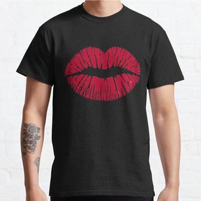 Men Fashion Casual Short Sleeves Bold Red Lips Pop Art Tops Aesthetic Vintage Oversized T-shirts