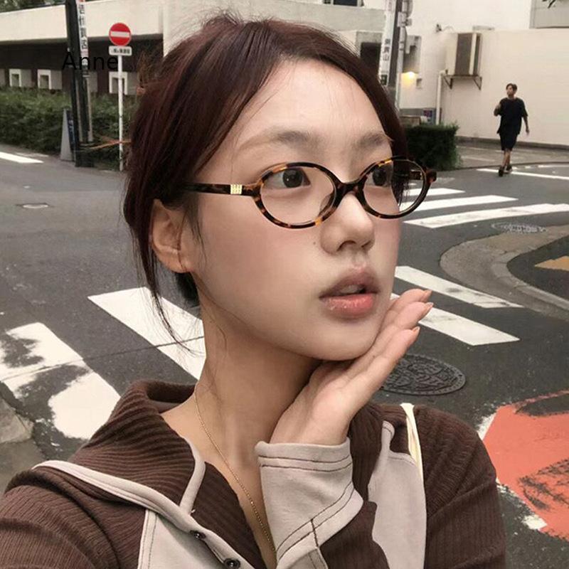 Korea Retro Oval Glasses Frame Women Lovely Ins No Makeup Plain Glasses Men Eyewear Cute Decorative Computer Glasses gafas