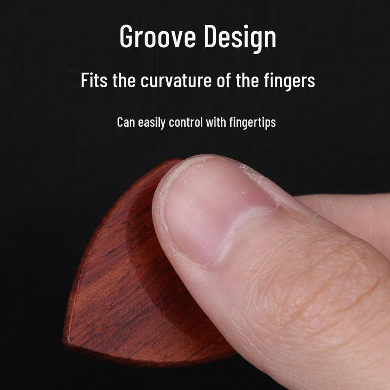 Handmade Solid Wood Guitar Pick Set: Ebonite Folk Plectrum, Groove Anti-slip Jazz Picks with Personality Box.