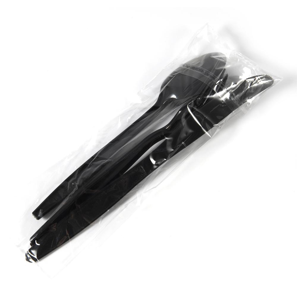 20pcs Per Pack Black PP Plastic Utensils Knife Spoon Fork  Disposable Cutlery Birthday BBQ Party Supplies