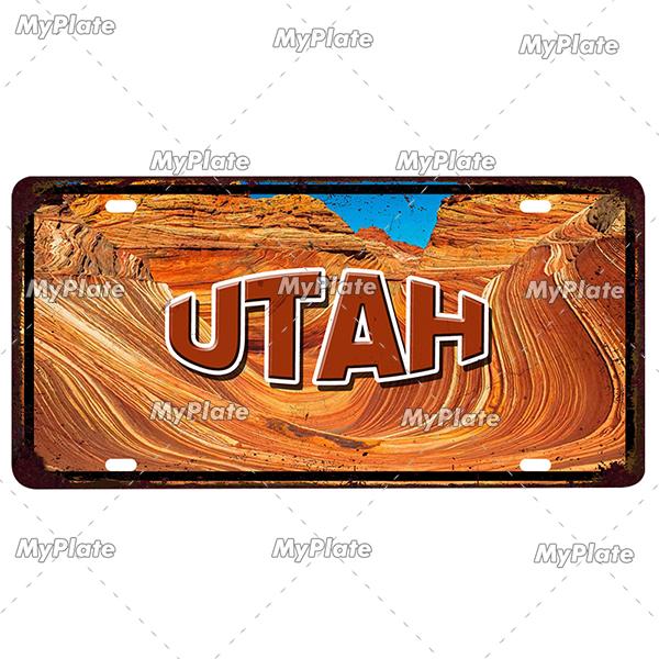 [MyPlate]Vintage America State USA City Licenses Plate Metal Sign Tin Sign Poster Plaque Decor Bar Pub Club Home Wall Decoration