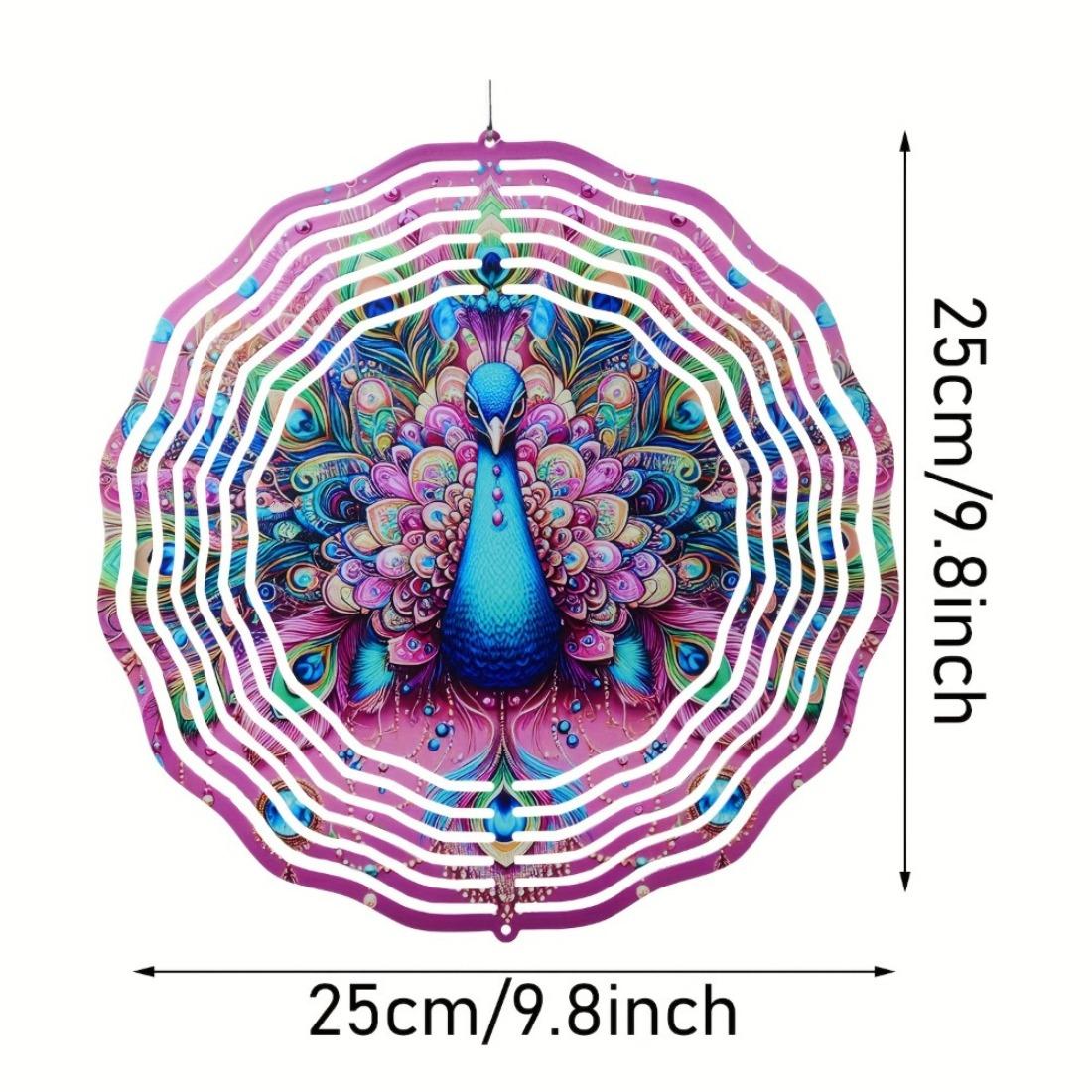 

Колокольчик ветра с дизайном мандалы павлина, Металлический спиральный ветряной спиннер, Не требует батареек, для сада, свадьбы, украшения для вечеринки 01A