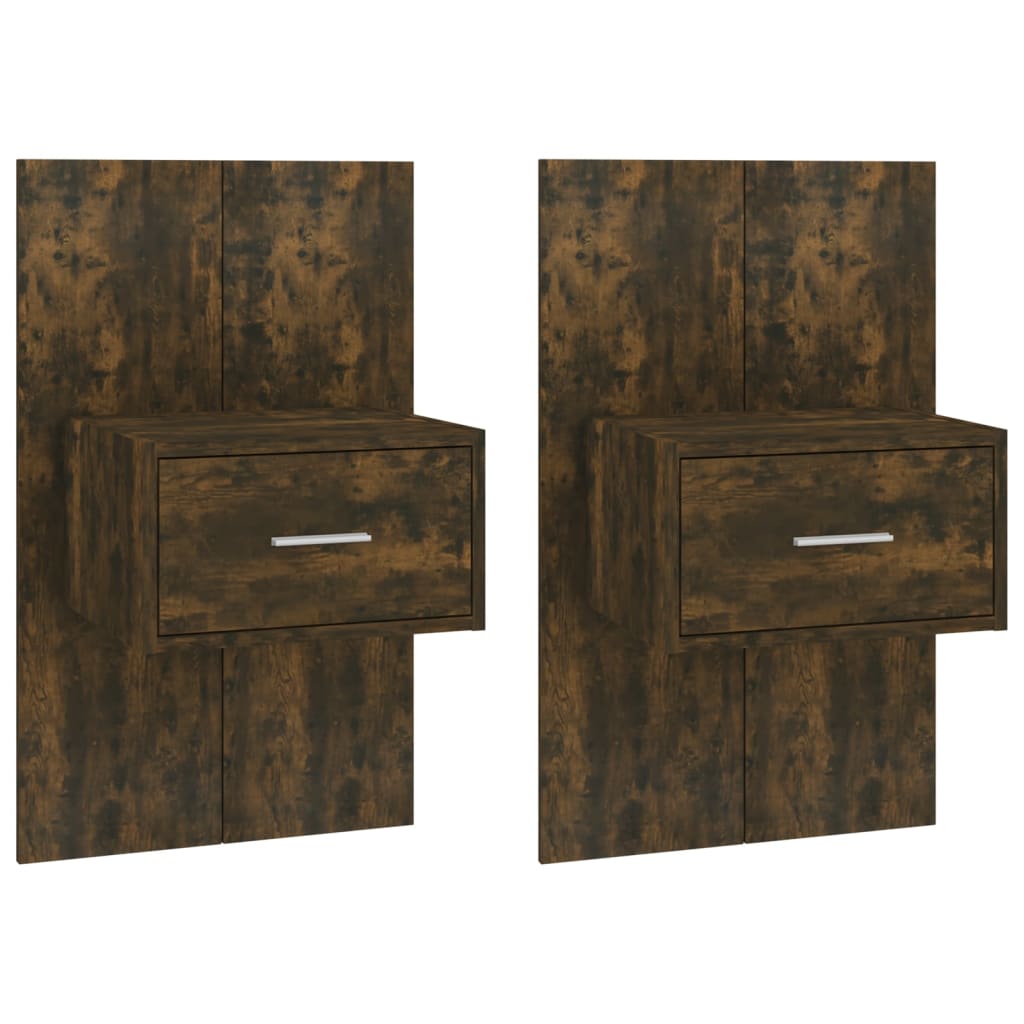 Wall Mounted Nightstands 2 pcs Smoked Oak
