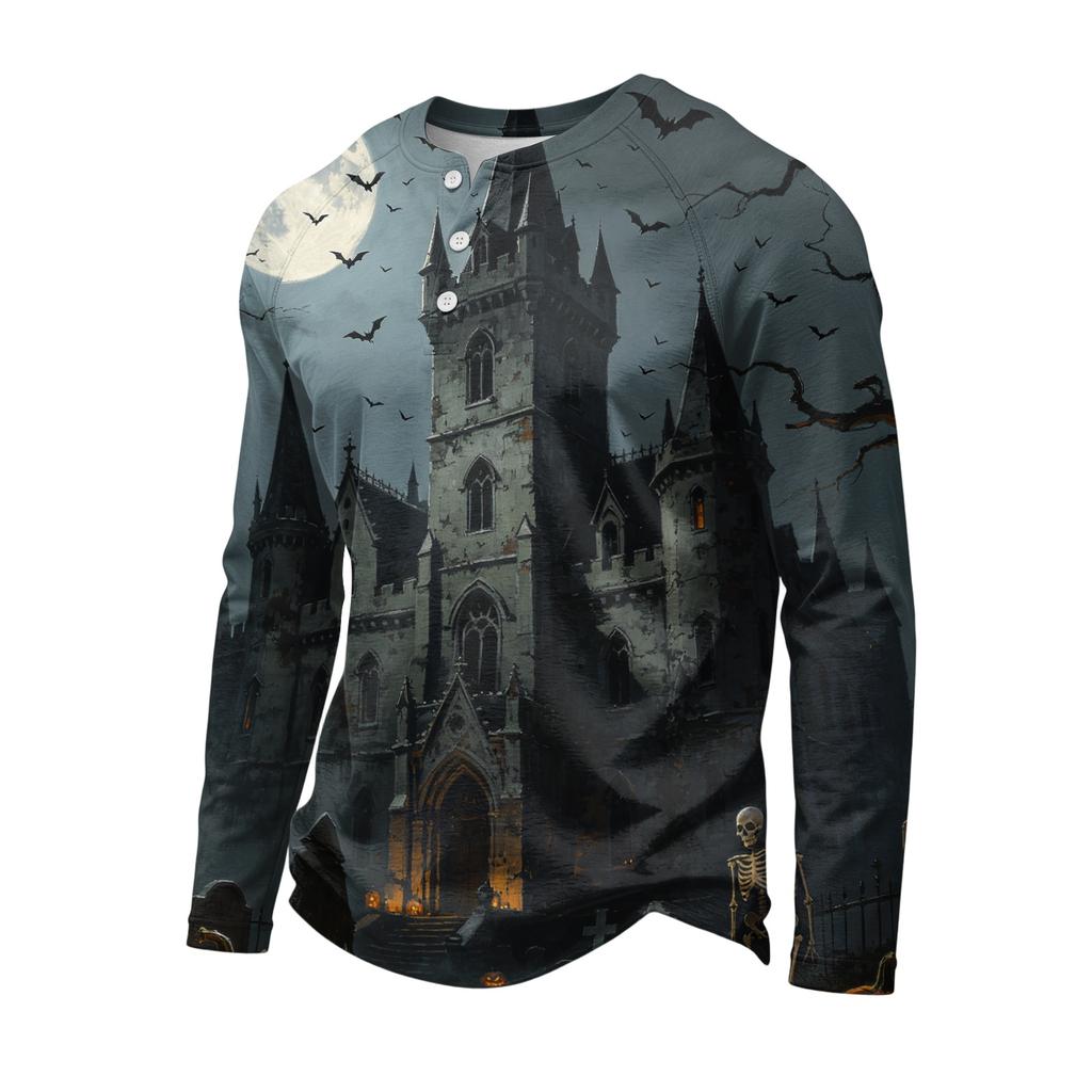 Men's Long Sleeve Shirt Loose Fit Casual Versatile Halloween Top