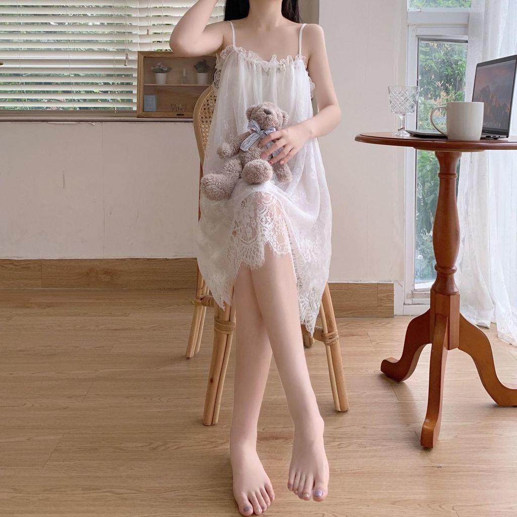 Women's Summer Fairy Camisole Nightgown - Sexy Princess Style with Lace, Sleeveless, Plus Size Pajamas