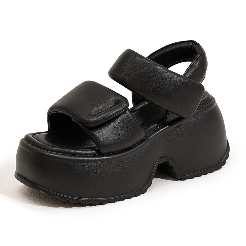 Platform Sandals Women's Summer 2025 New Velcro Fashion Versatile Outer Wear One Word with High Heels High Sense Shoes