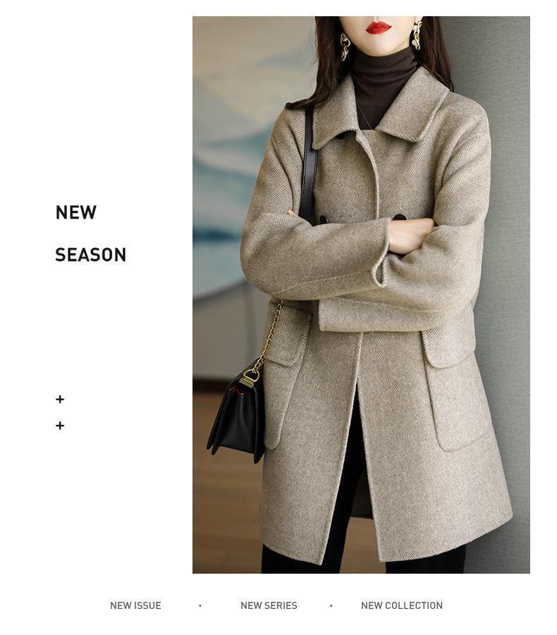 Women's Woolen Lapel Coat - 2025 Autumn/Winter Korean Style, Thickened, Slimming Mid-Length Overcoat