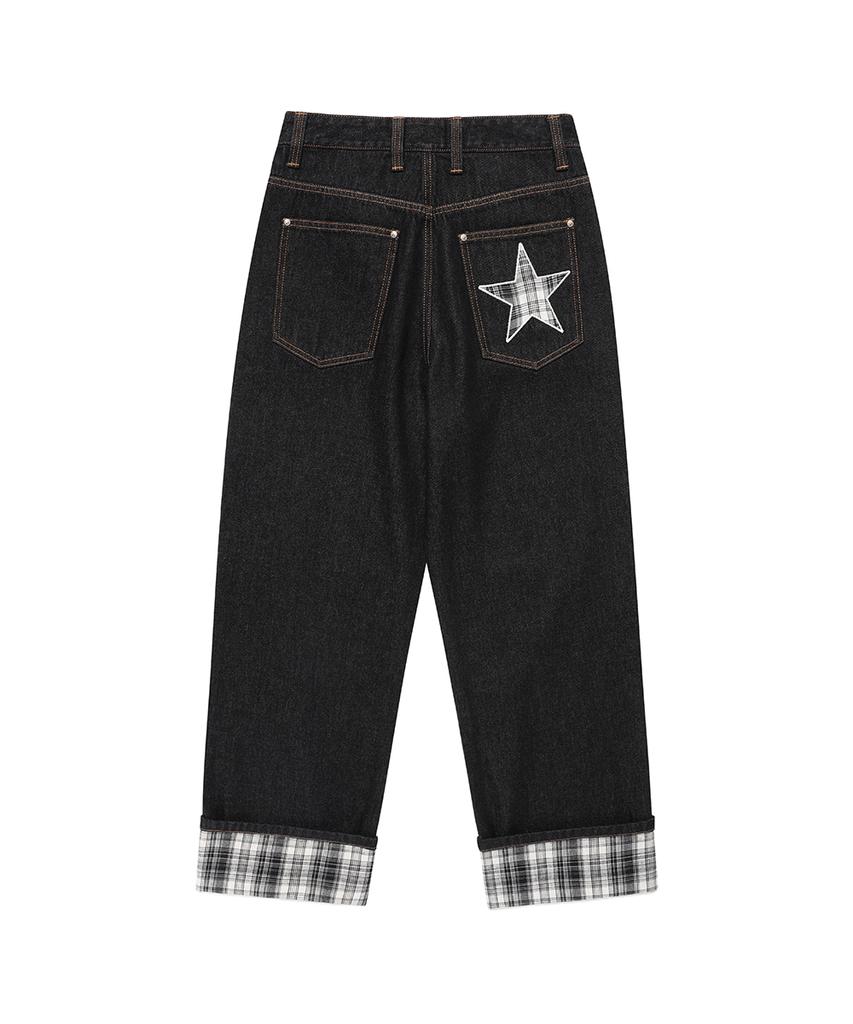 CAVISH W Check Denim Pants Black(Cv2Fffd110A)