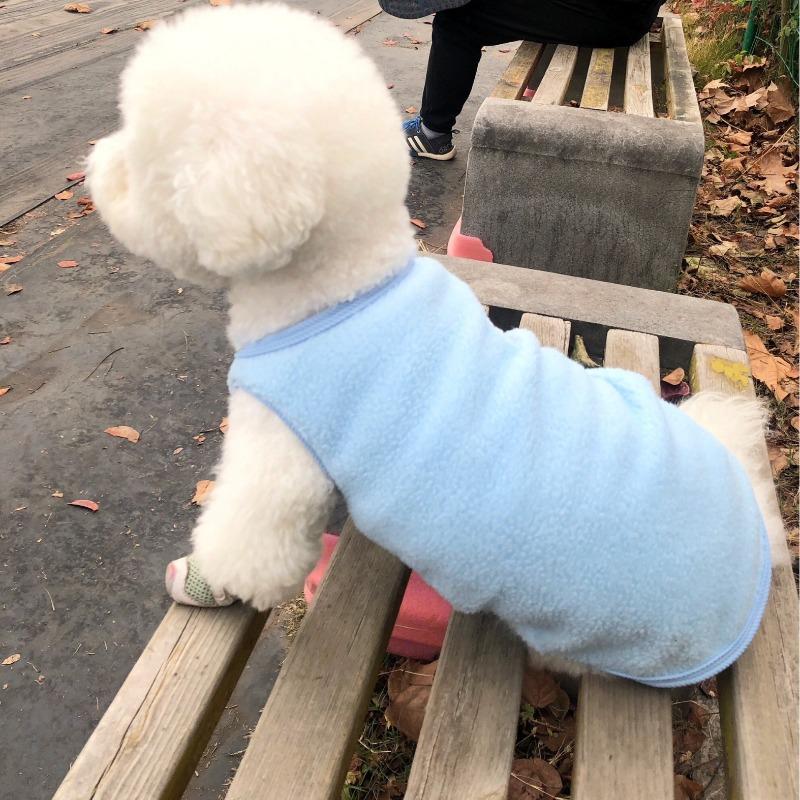 Dog Vest Plus Velvet Thick Warm Pet Vest Dog Clothes Cat Teddy Bear Small Puppy Clothes Cat Two Leg Clothes Warm Loungewear