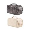 Faux Leather Travel Makeup Bag for Women Large Capacity Cosmetic Organizer Vintage Waterproof Toiletry Pouch with Handle