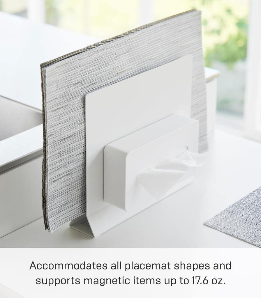 Yamazaki Jitsugyo Placemat Stand White W30 x x Tower Placemat Storage Tray Storage Compatible with Round Shape 1999 Approx. D6.5 H26.5cm