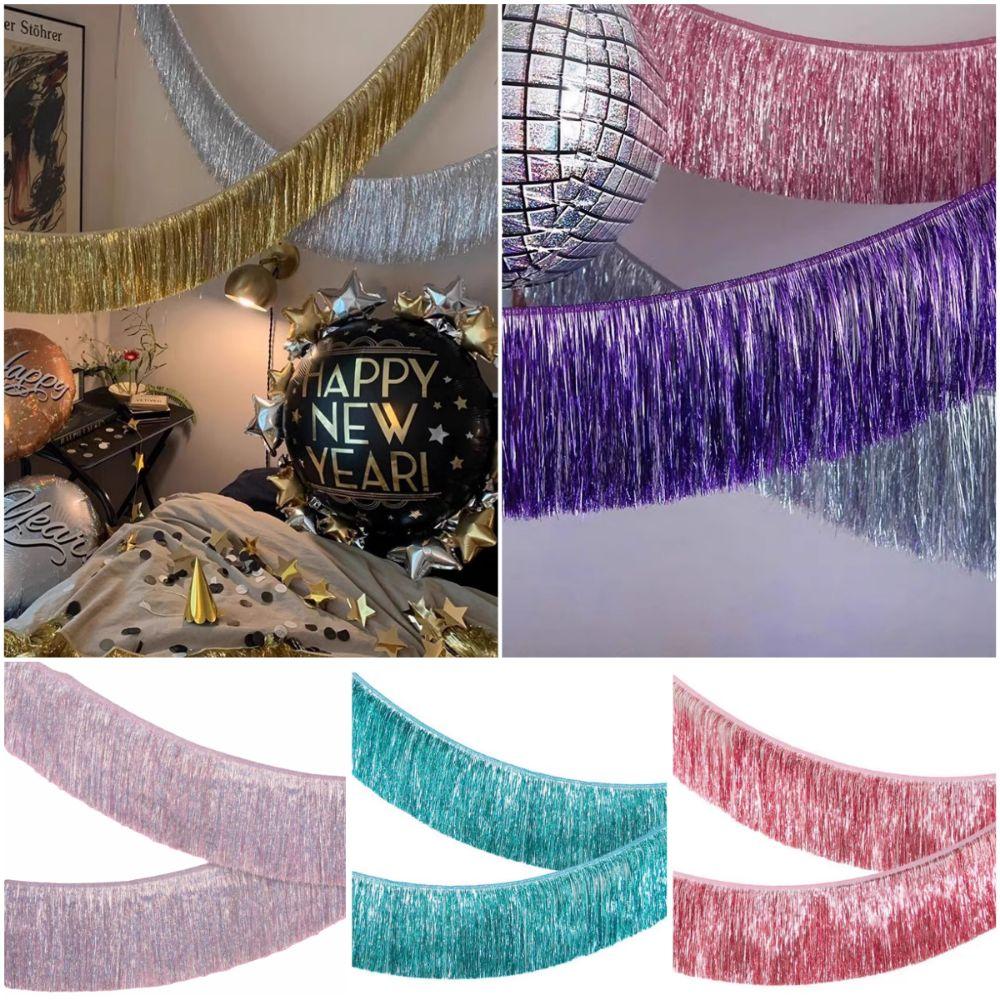 Multicolor Drizzle Garland Metallic Tinsel Encryption Tassel String Background Ornament Thickening Foil Fringe Party Supplies