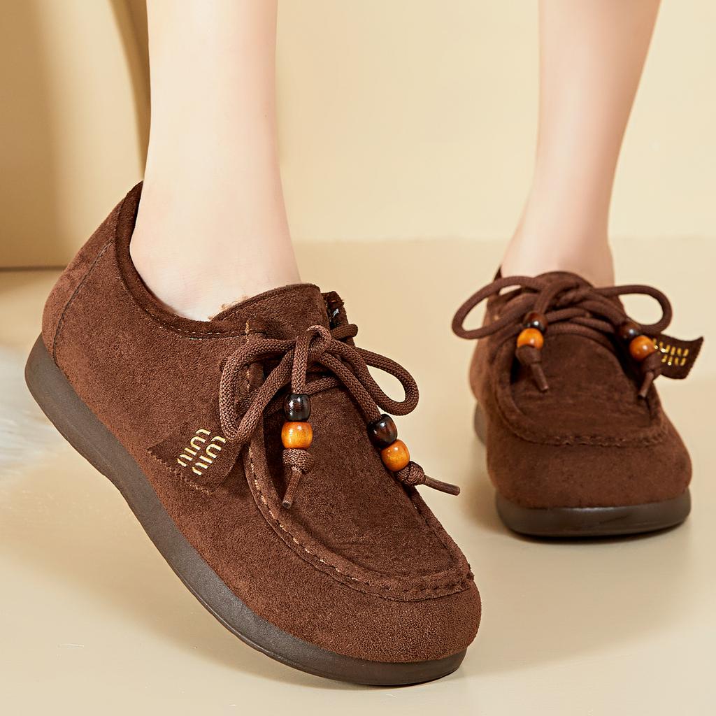 Unisex cotton shoes winter new retro Birkenstock kangaroo shoes lace-up casual shoes super hot fashion bag head loafers