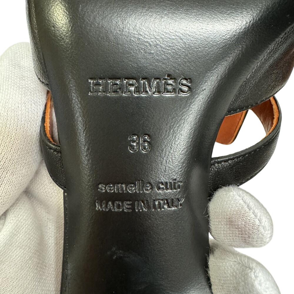 Hermes CM21107022009 Candy Goat Kelly Buckle Heeled Sandals Sandals Black Goat Women Used