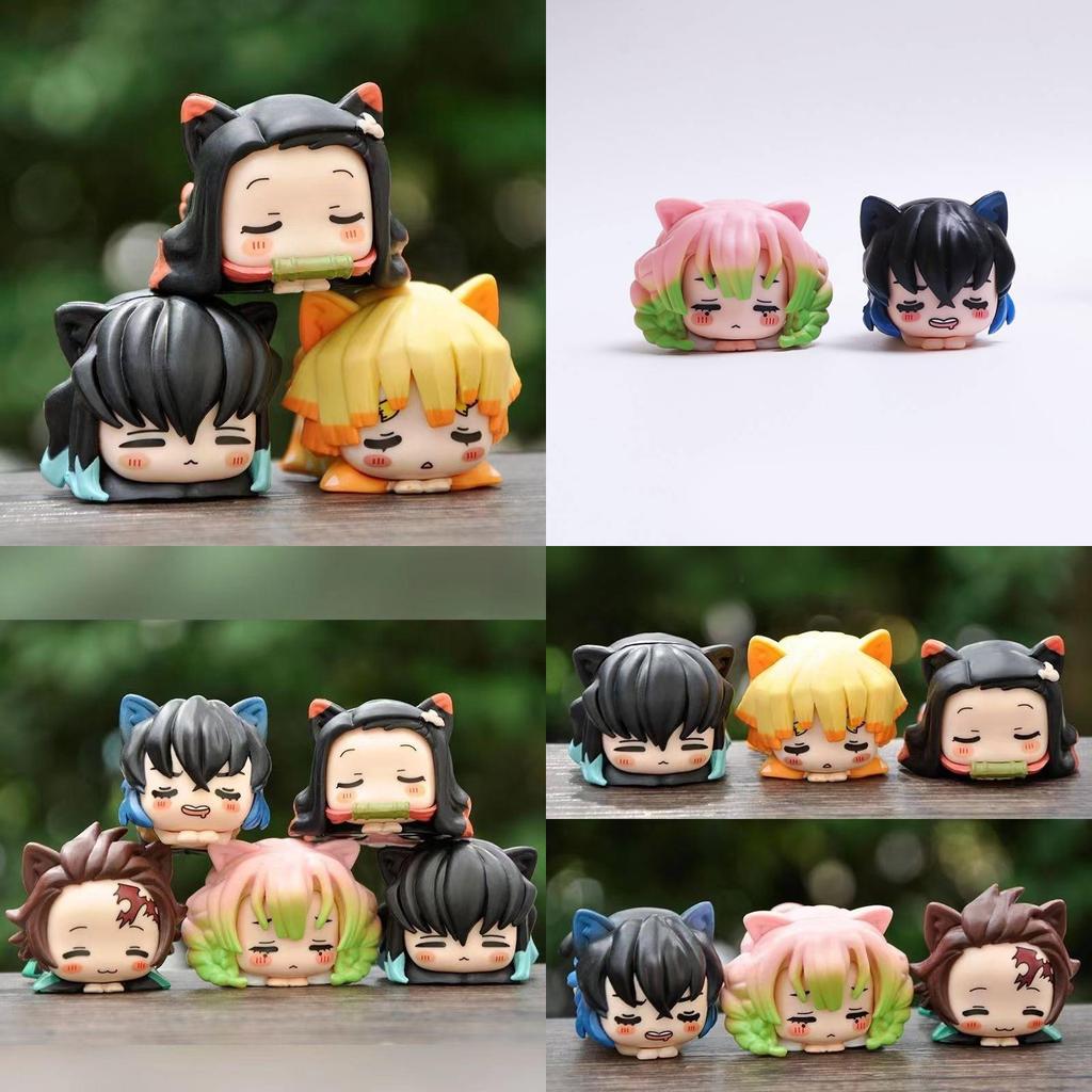 High-quality Pvc Demon Slayer Collectible Figures Set Of Six With Tanjiro Nezuko Zenitsu