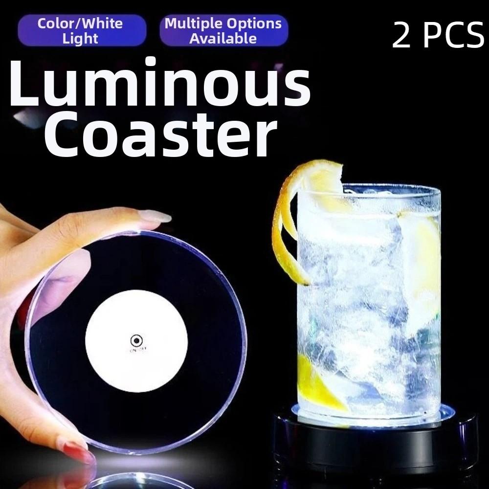 Super Thin Acrylic Luminous Coaster Flashing Drink Coaster Light Emitting LED Cup Coaster Bar