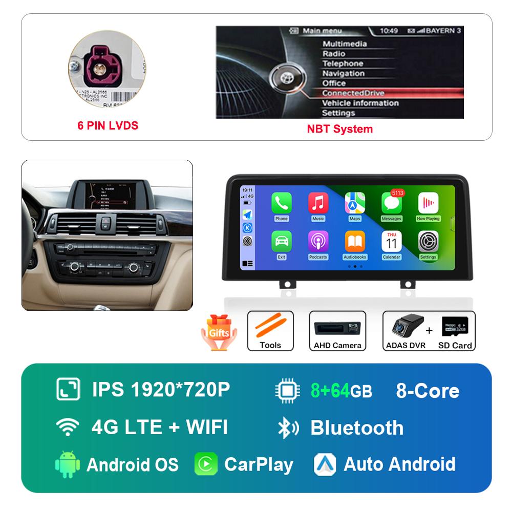 12.3 Inch 1920*720P for BMW 3 4 Series F30 F31 F32 F33 F34 F36 NBT EVO System Android Car Radio Multimedia Player DSP 4G WiFi