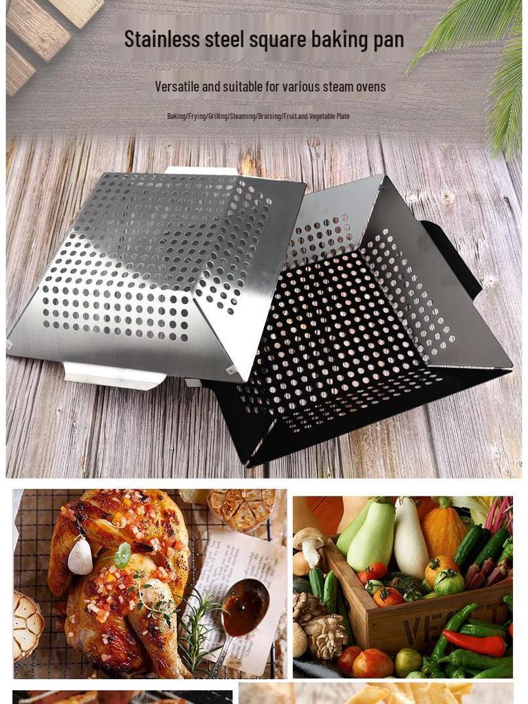 Quadratische Edelstahl-Grillpfanne - Outdoor-Grillwerkzeug
