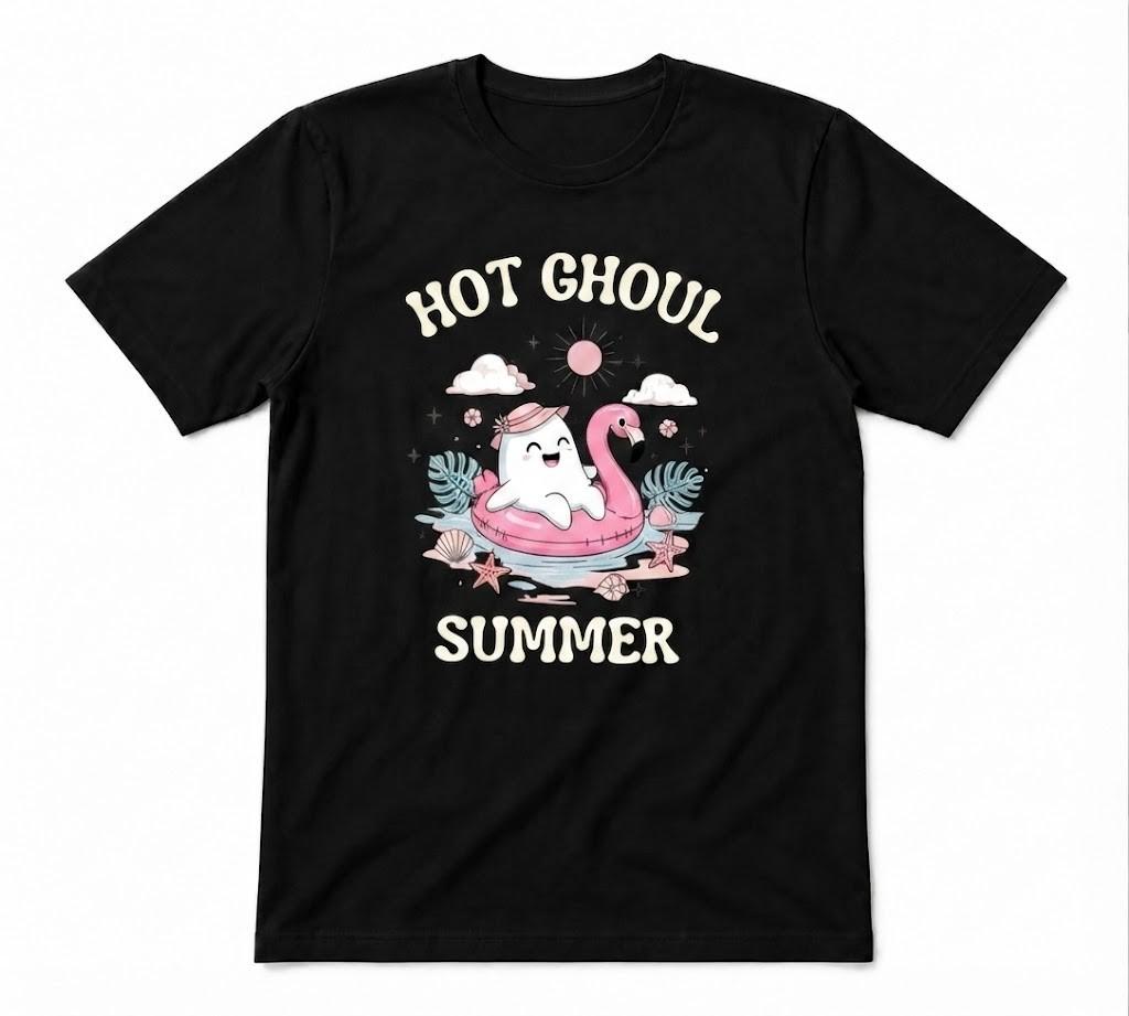 Hot Ghoul Summer Summerween Summer Halloween Black T-shirt