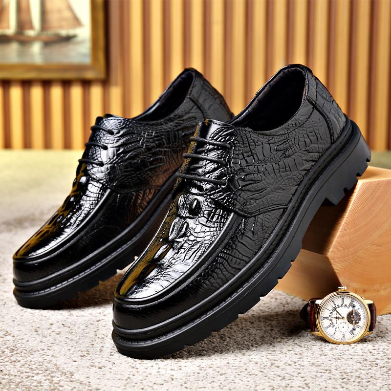 Designer Brand Classic Brown Office Business Shoes Thick Sole Men's Brogue Shoes Versatile Lace Up Men's Leather Casual Shoes