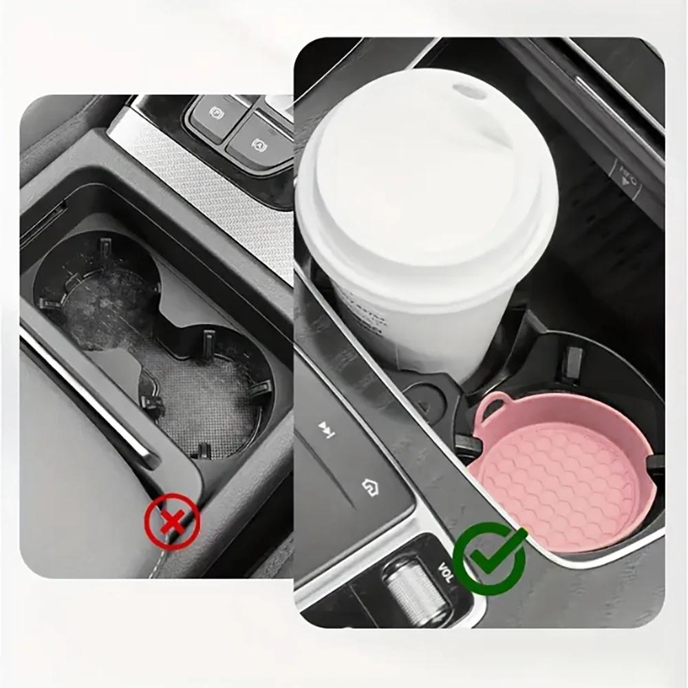 2Pcs Anti-Slip Coaster Fit For Auto Stable Food Grade Silicone Gel Drink Mount Pad Universal Automotive Cup Mount Coaster Silent Cup Pad