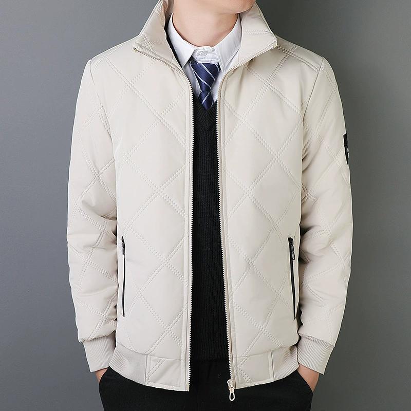 Men's Warm Parker Coat Autumn Winter Outdoor Sports Thick Anti Cold Cotton Jacket Stand Up Collar Checkered Cotton Coat