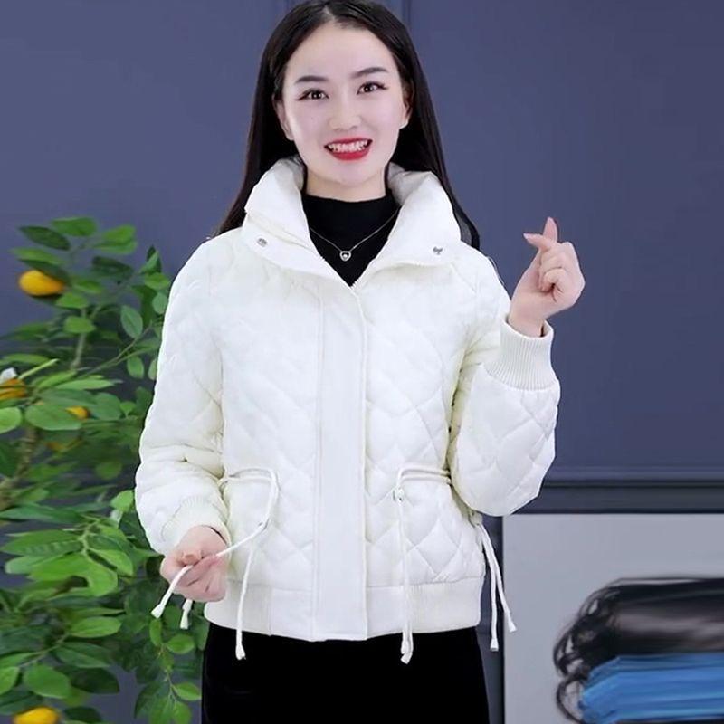 

Зимнее теплое пуховое хлопковое пальто с воротником-стойкой для женщин, корейская свободная модная куртка 5XL бежевый