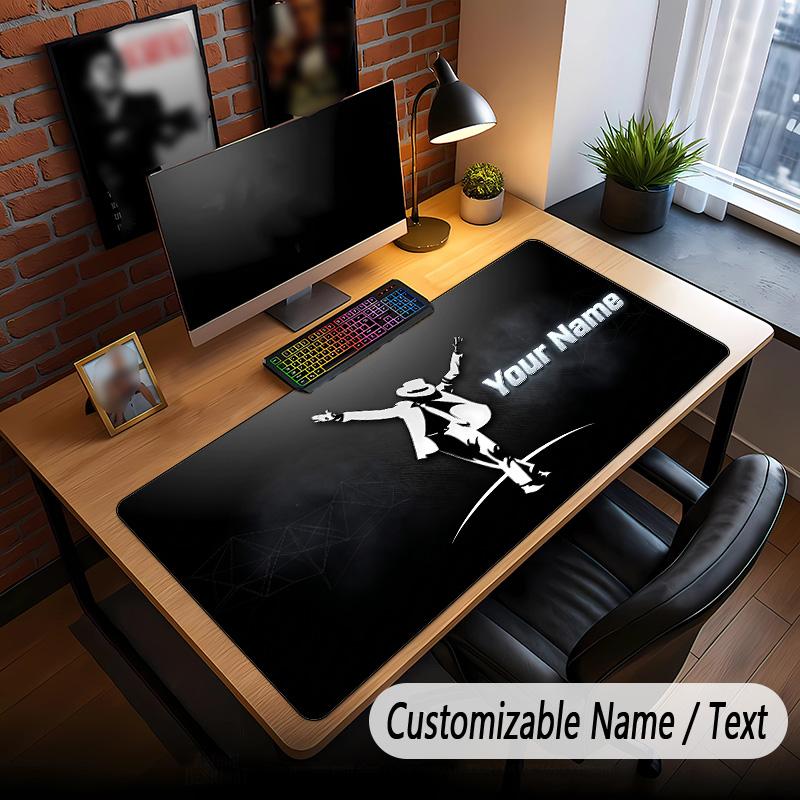 Large Mouse Pad Michael Jackson Print Custom Name Text Desk Mat for Office Gaming