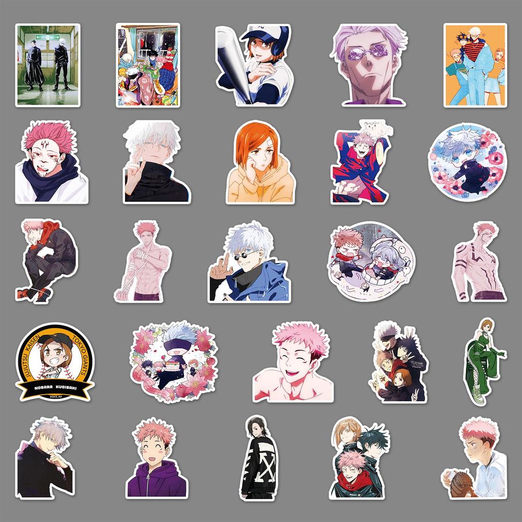 50 Jujutsu Kaisen Anime Graffiti Aufkleber für Koffer, Kühlschrank, Auto und Laptop