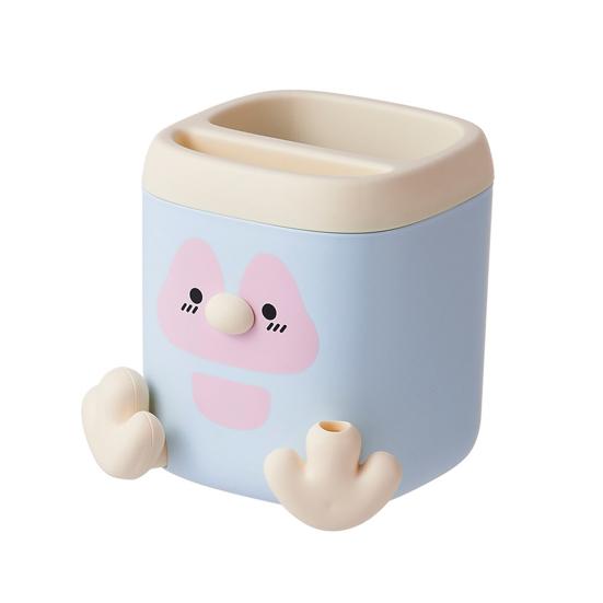 xiaobudian Pen Holder with Detachable Pencil Sharpener, Dual Compartments Organizer, Cartoon Penguin Design Office Desk Organizer