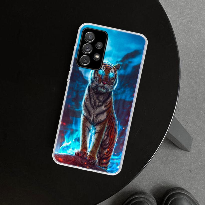 Animal Tiger Cat Phone Case Cover For Samsung Galaxy A12 A22 A32 A52 A72 A02S A51 A50S A31 A20S A10S Note 20 Ultra 10 Plus Galax