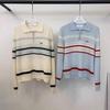 Women's Autumn/Winter 2025 Striped Polo Neck Zipper Knitwear
