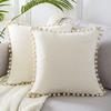 Pompom Velvet Cushion Cover Decorative Throw Cushion Covers Home Decor for Sofa Bedroom Pillowcase Pink Beige Pillow