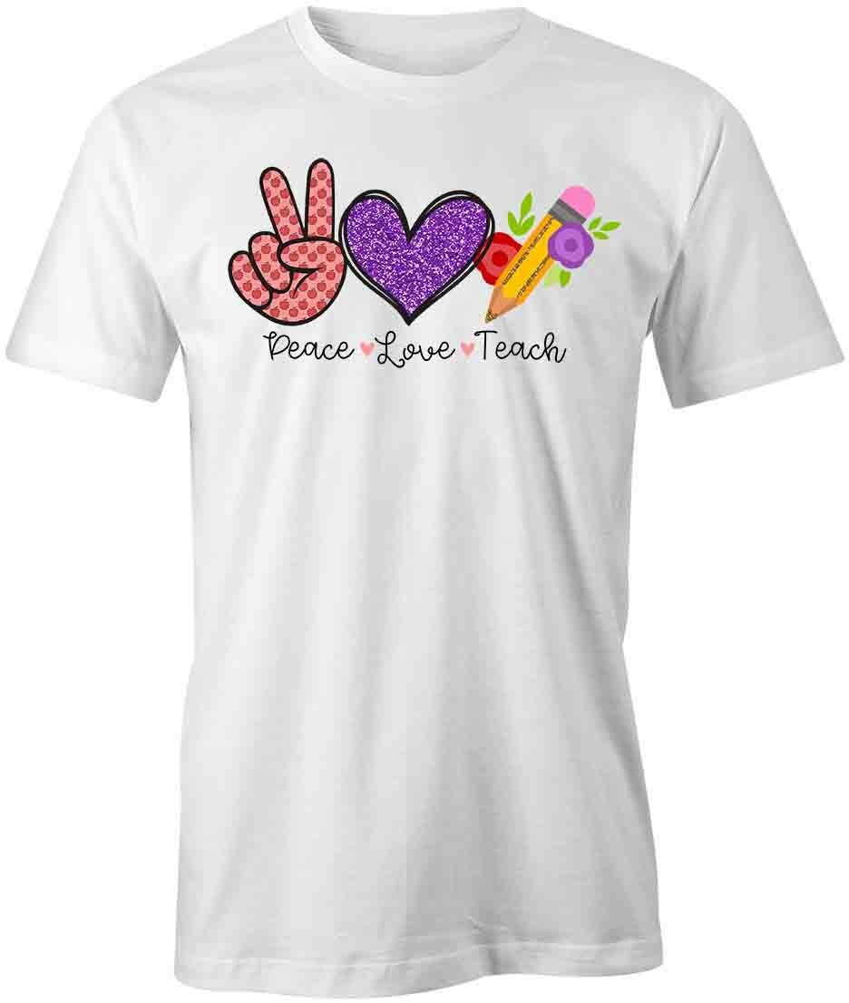 PEACE LOVE TEACH TShirt Tee Short-Sleeved Cotton WHOLESOME CLOTHING S1WCA921 XXXL