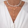 Vintage Baroque Imitation Pearl Beaded Necklace, Simple Temperament Metal Chain Collarbone Chain Set
