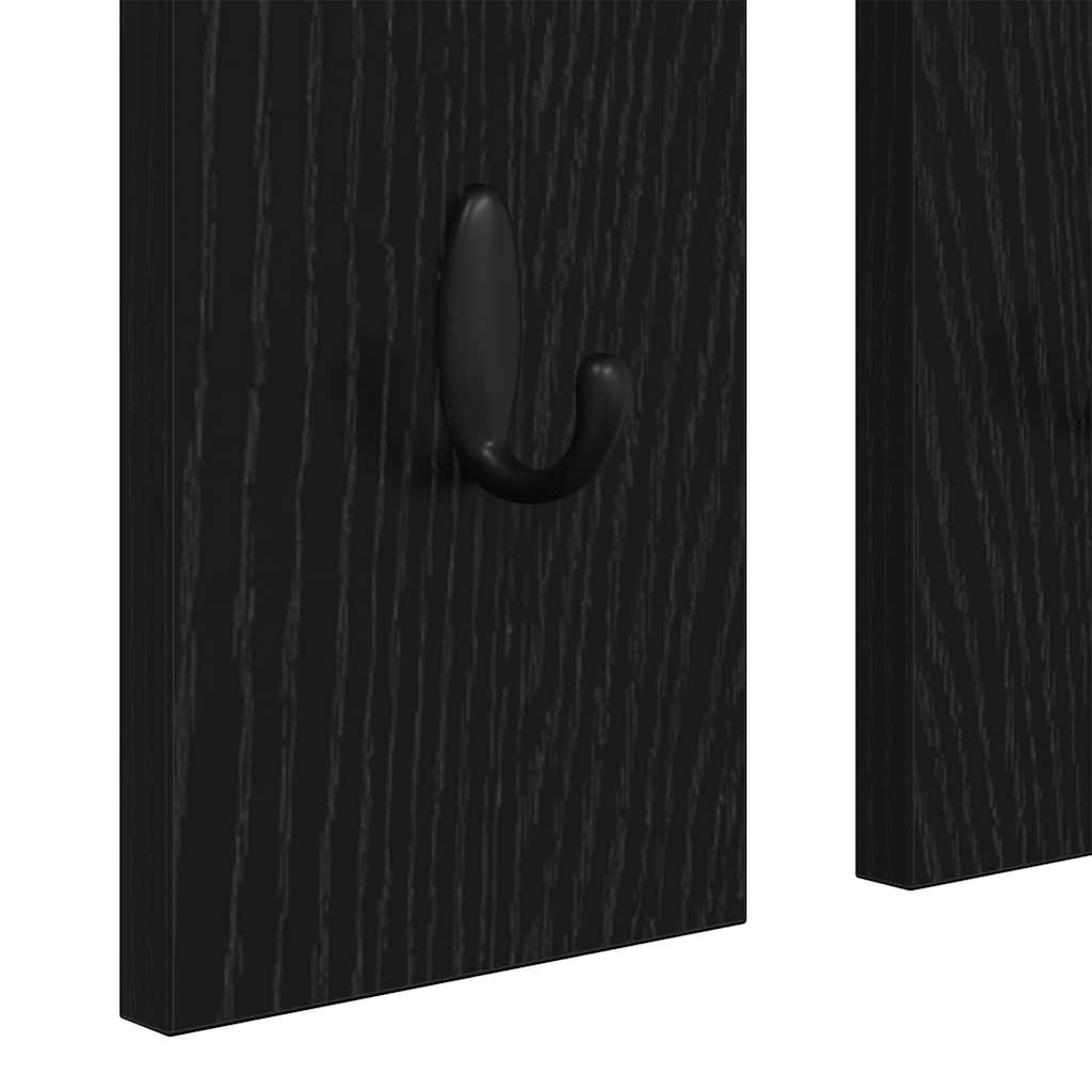 Wall Mounted Coat Rack with Shelf Black Oak Effect