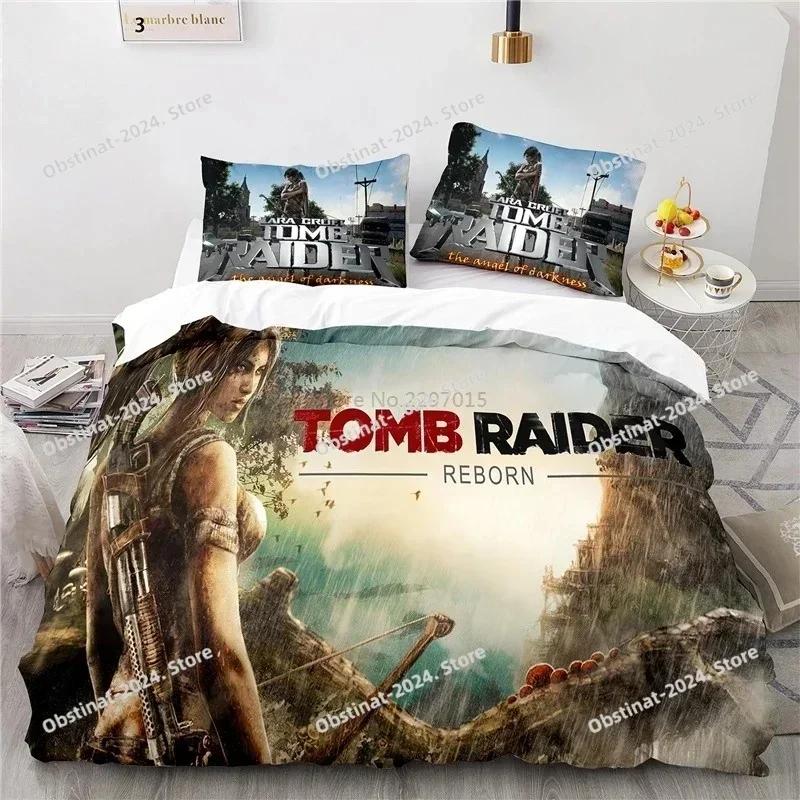 Game Tomb Raider Bedding Set Popular Sexy Laura Bedding Set Comforter Duvet Cover Pillow Case 3 Pieces Sets Kids Adult Size