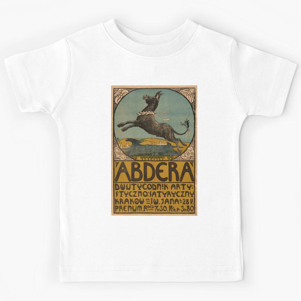Art Nouveau Poster | Magazine Print | Whimsical Donkey Art | Krakow Cityscape | Vintage Satire & Humor Decor Kids T-Shirt 110