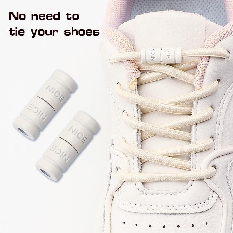 1Pair Round Elastic Laces Without Ties Metal Buckle Shoelace Sneakers Canvas Shoes No Tie Shoelaces Kids Adult Shoe Accessories