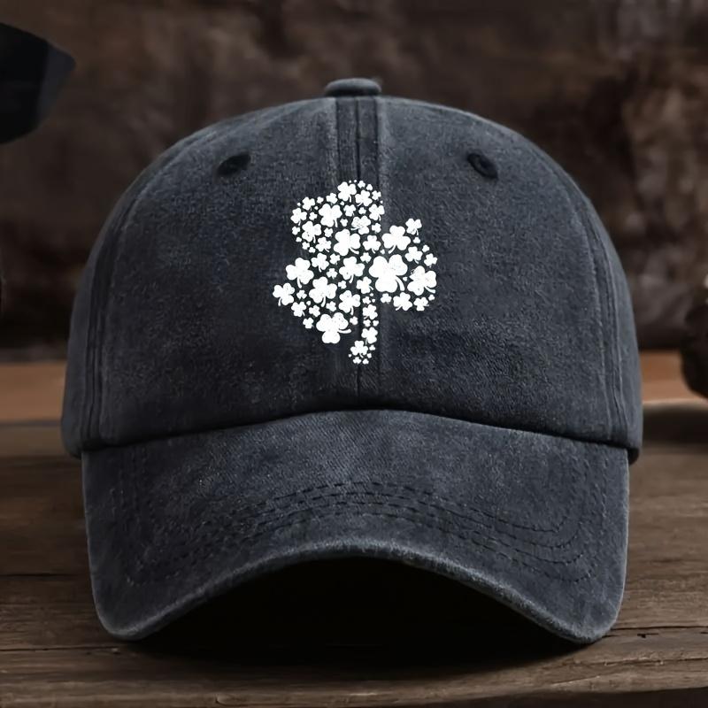 Verstellbare Baseballkappe im Retro-Stil mit Kleeblatt-Printmuster, Outdoor-Sonnenhut, modisch und lässig für den täglichen Gebrauch