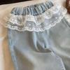 Girls' Stylish Straight-Leg Lace Ruffle Jeans - Spring/Summer Mosquito Repellent Pants