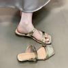 Open-toed cool slippers women's 2025 new sexy square head one-word drag summer commuter slippers