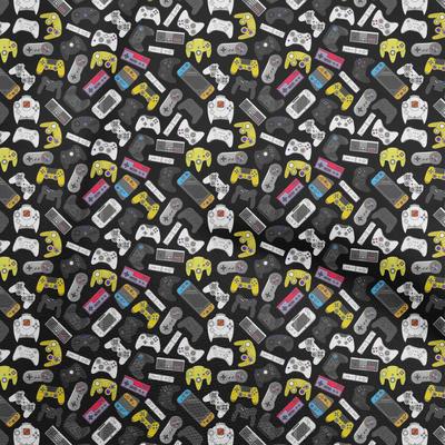 Cotton Flex Black Fabric Video Game Quilting Supplies Print Sewing Fabric By The Yard 40 Inch