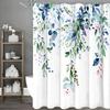 Eucalyptus Leaf Blue Shower Curtain, Bathroom Decorative Shower Curtain, Waterproof Shower Curtain with Hooks