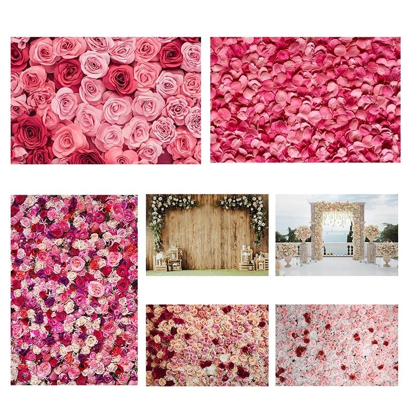 Fundal Floral pentru Fotografie Fundal cu Flori Baby Shower Ziua Mamei Ziua Îndrăgostiților Nuntă Decor Petrecere de Aniversare Banner Recuzită Studio