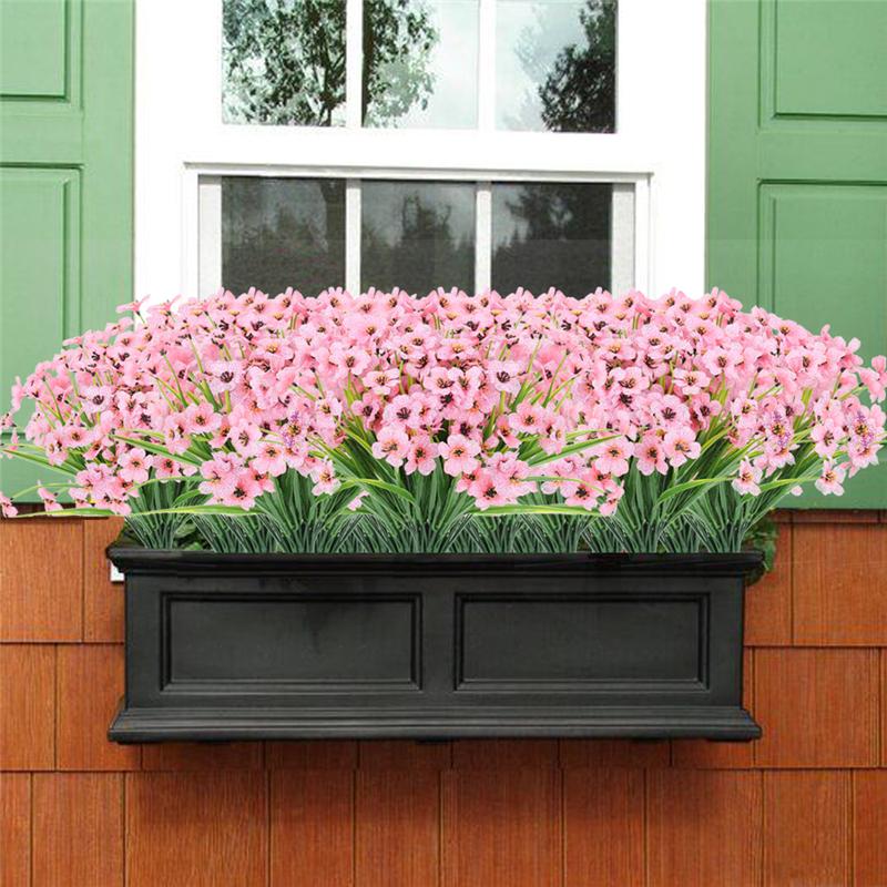 10 Teile/paket Künstliche Blume Frühling Gras Grün Pflanzen Aquatische Violett DIY Outdoor Balkon Hause Dekoration