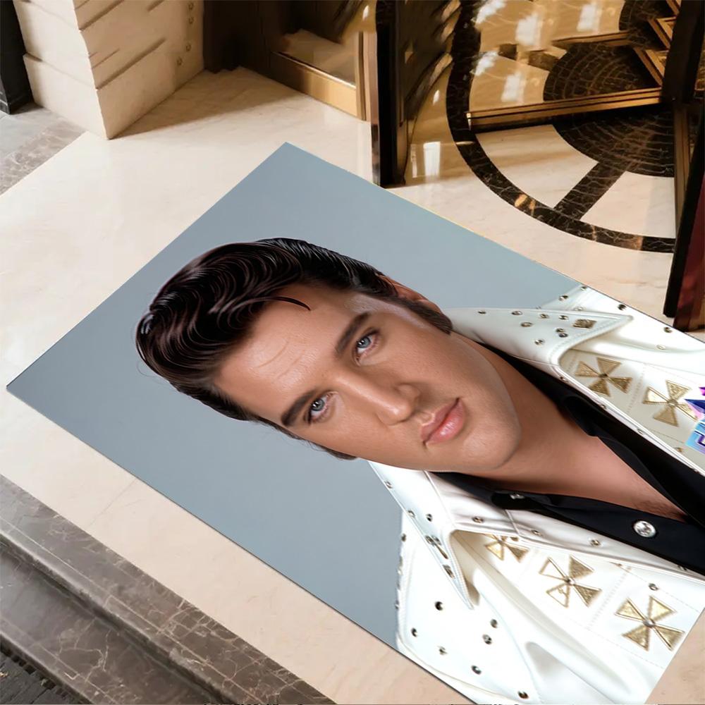 Elvis Presley Legende Bodenmatte Design für Eingangsbereich Esszimmer Spielzimmer Arbeitszimmer Rutschfeste Teppich Büro Heimdekoration Spirituelles Geschenk