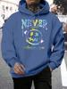 Never Give Up Gradient Letters Printing Hoodies Mens Casual Comics Clothing Loose Pocket Hoody Autumn Fleece Unisex Streetwear