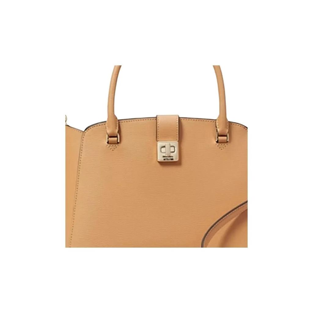 Kate's Beehive Rotating Locking Detachable Shoulder Strap Leather Women's Crossbody Tote Bag Brown