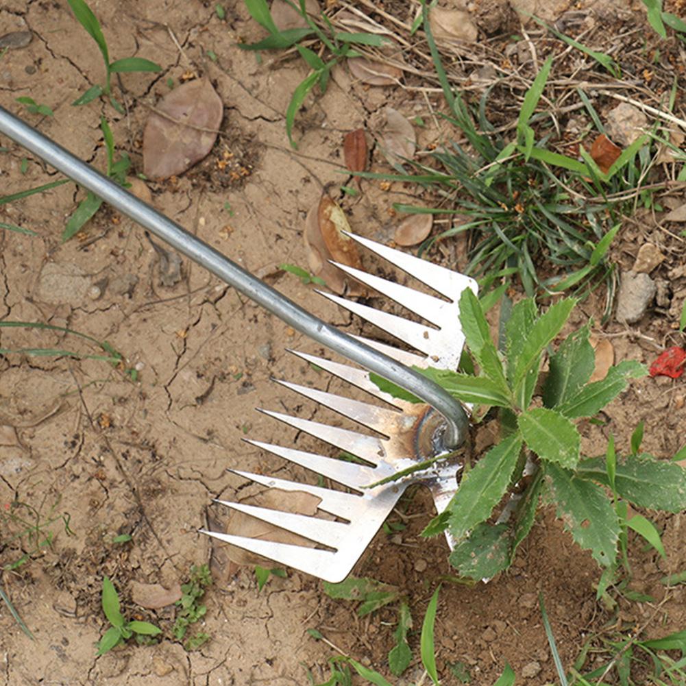 40CM Length Weeding Artifact Uprooting Weeding Tool Steel Weed Puller Garden Tool 4 Teeth Dual Purpose Weeder Remover